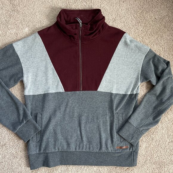 BKE Womens Unisex Vintage Inspired 90s Colorblock L Pullover Quarter Zip Anorak - Picture 6 of 7
